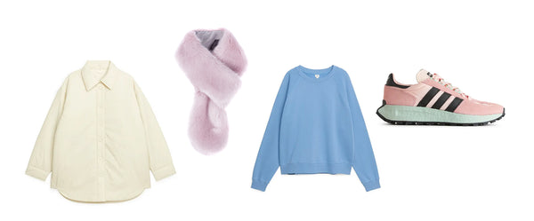 Helen Moore faux fur style notes including a faux fur loop scarf in lilac