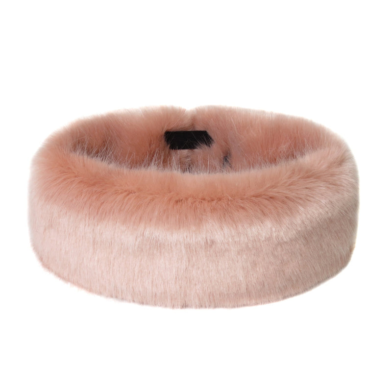 Dusky pink faux fur Huff headband by Helen Moore