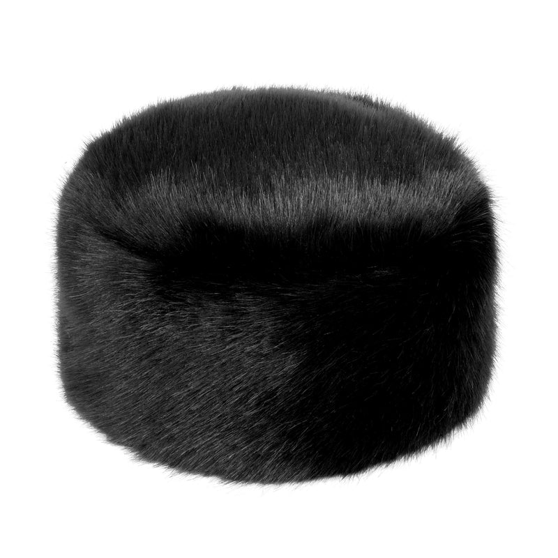 Jet black faux fur Pillbox Hat by Helen Moore