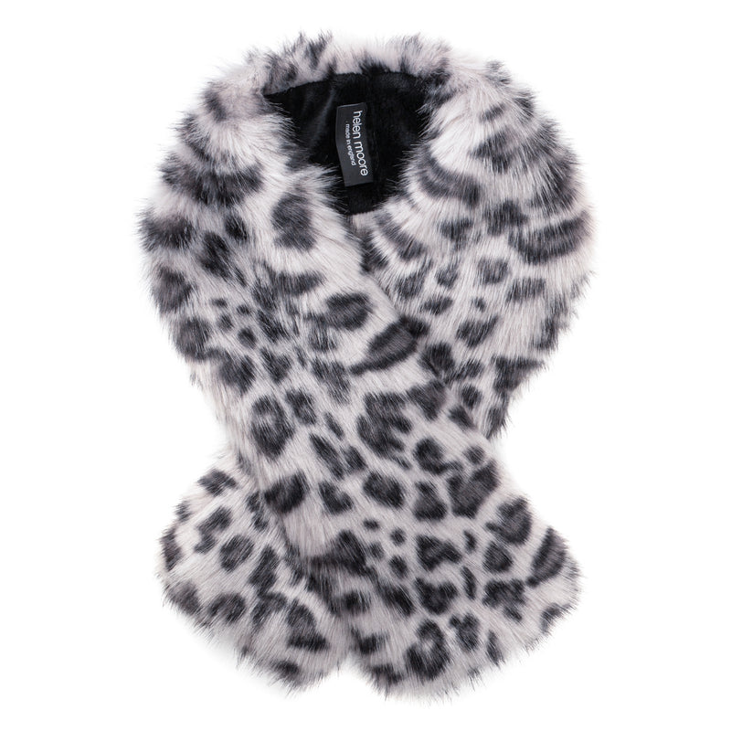  Silver Leopard animal print faux fur Tippet Scarf by Helen Moore