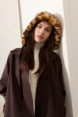 Faux Fur Hood With Ribbon Tie by Helen Moore