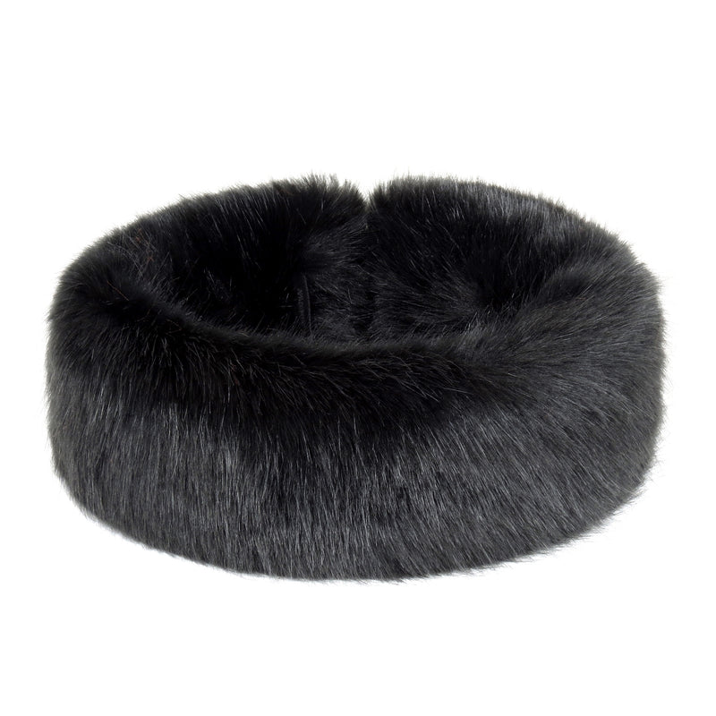 Jet black faux fur Huff headband by Helen Moore