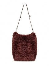 Burgundy faux sheepskin Barrel Tote Bag by Helen Moore
