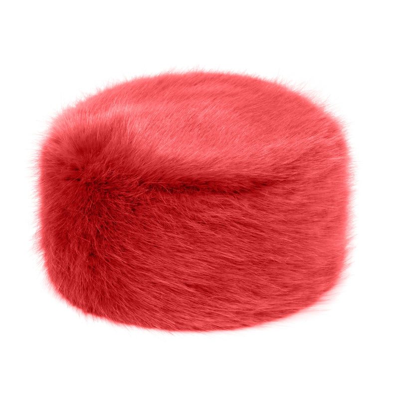 Cola Red faux fur Pillbox Hat by Helen Moore