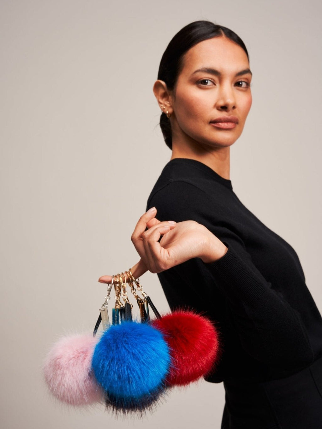 Faux Fur Pom Charm Bag Charm Keychain Pom Pom Key Ring 