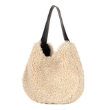Cream faux sheepskin Slouch Bag by Helen Moore
