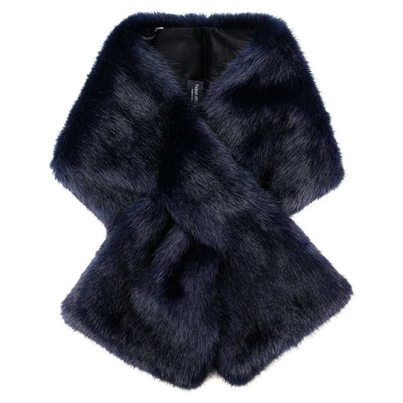Midnight Blue faux fur  Luxe scarf by Helen Moore