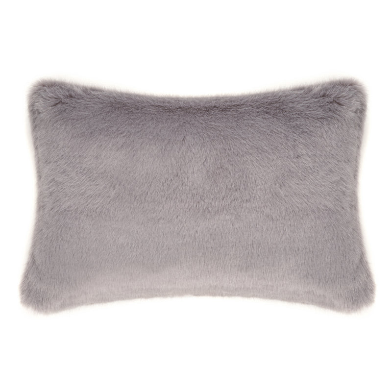 Faux fur rectangular cushion in Stone grey by Helen Moore