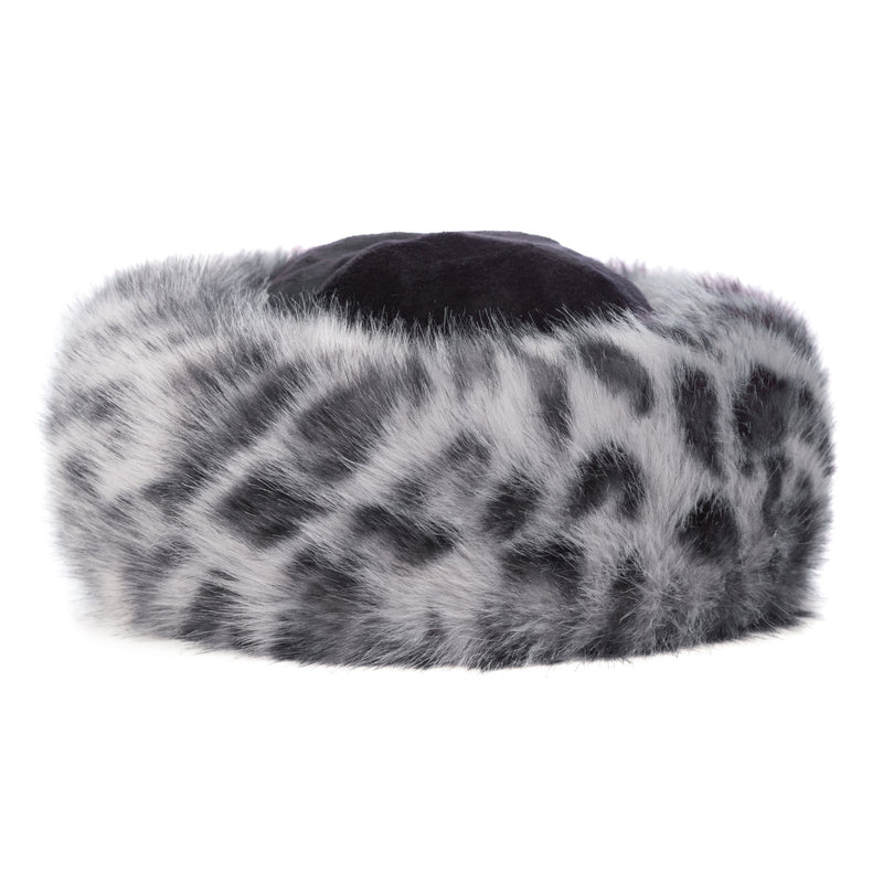 Silver Leopard animal print faux fur Brim Hat by Helen Moore