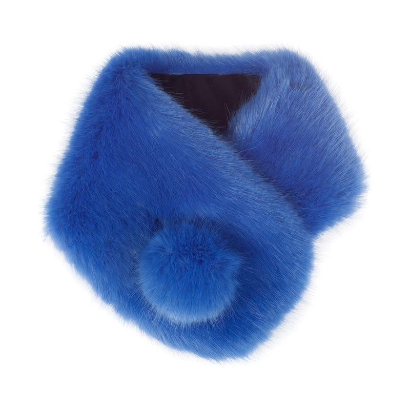 Royal Blue faux fur pom collar by Helen Moore