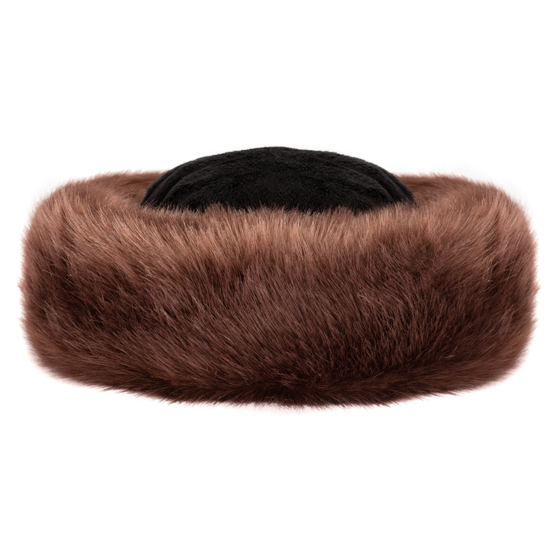 Conker Brown faux fur Brim Hat by Helen Moore