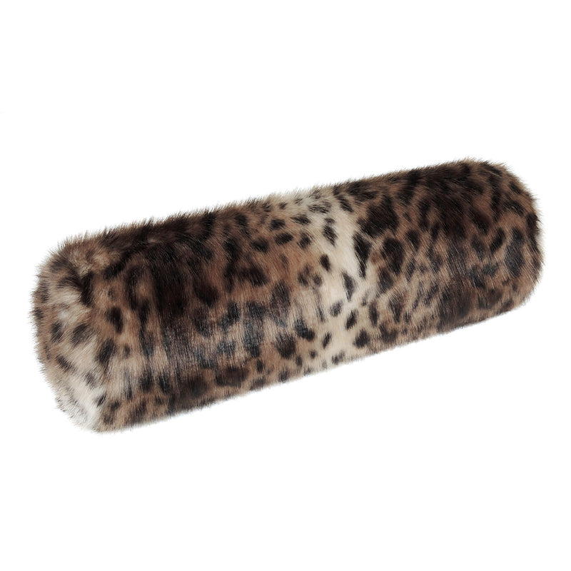Ocelot animal print faux fur bolster cushion by Helen Moore