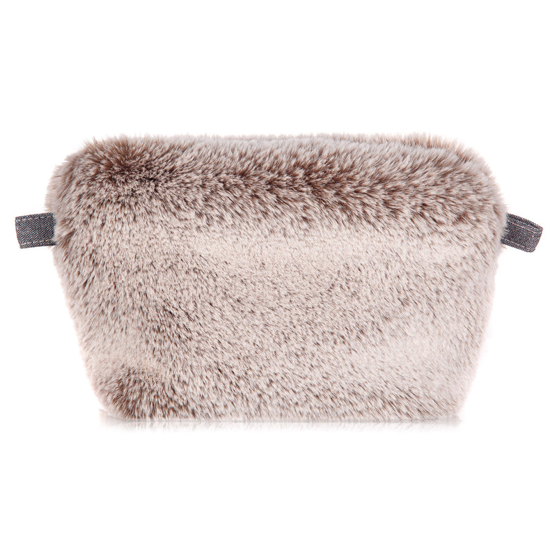 Beige Cappuccino faux fur make up bag by Helen Moore