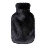Jet Black Faux Fur Hot Water Bottle by Helen Moore