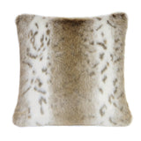 Beige and white Lynx animal print faux fur cushion by Helen Moore