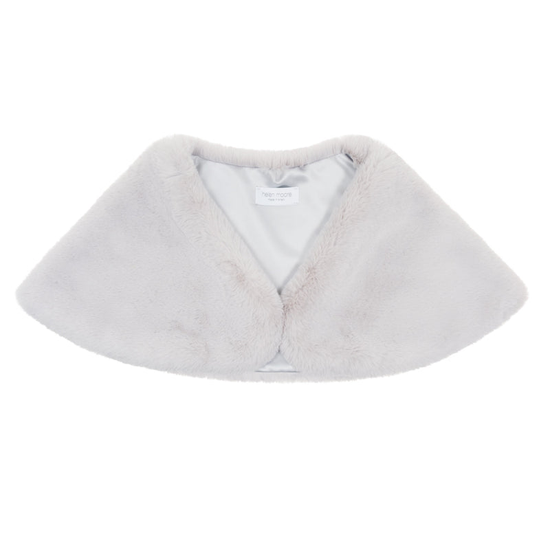 Mist grey cloud faux fur shoulder wrap from the wedding collection by Helen Moore