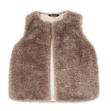 Taupe faux sheepskin gilet by Helen Moore