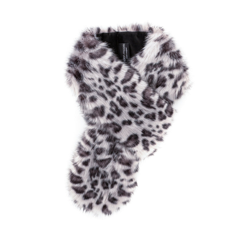 Silver Leopard animal print faux fur Petite Loop Scarf by Helen Moore