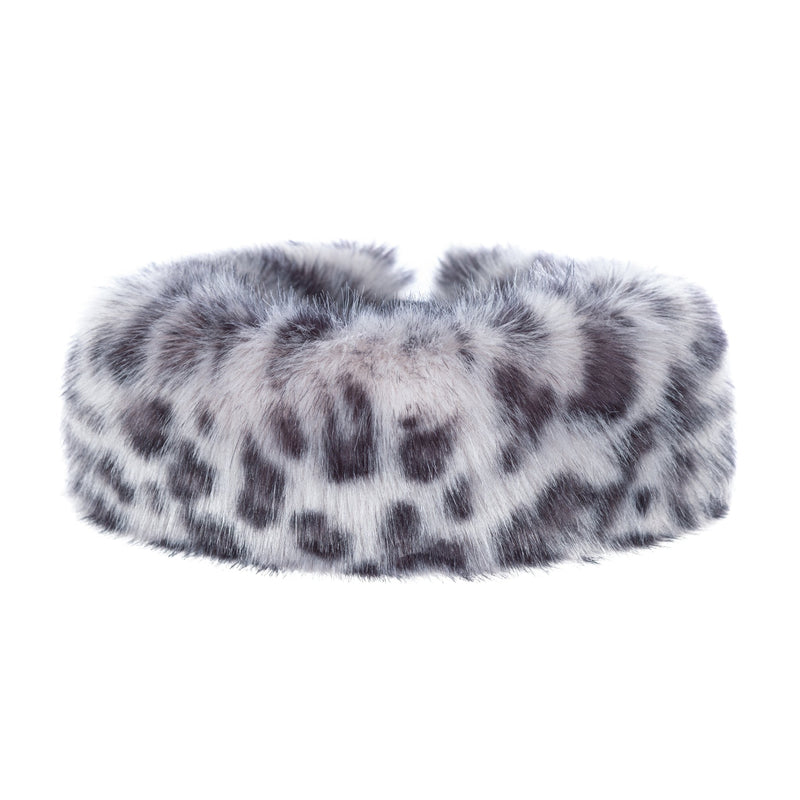 Silver Leopard faux fur Huff headband by Helen Moore