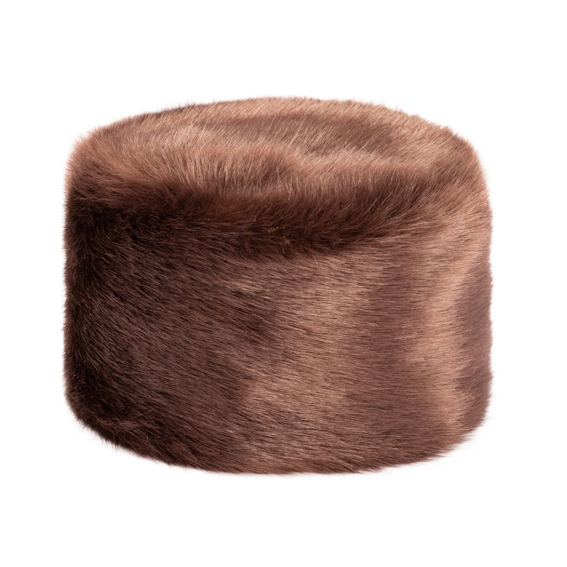 Conker brown faux fur Pillbox Hat by Helen Moore