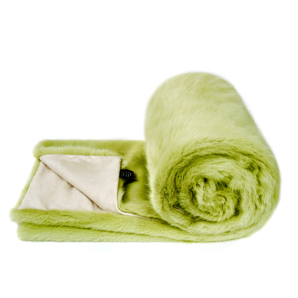Faux Fur Throw Willow Green by Helen Moore
