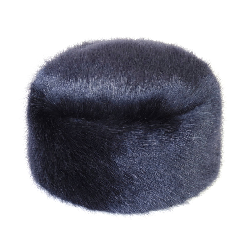 Midnight Blue faux fur Pillbox Hat by Helen Moore