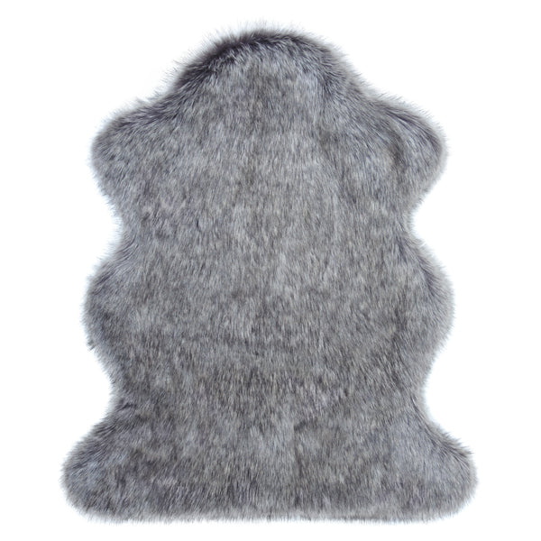 Faux Fur Animal Floor Rug Medium in Granite Grey