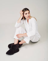Slipper Boots Black Faux Sheepskin by Helen Moore
