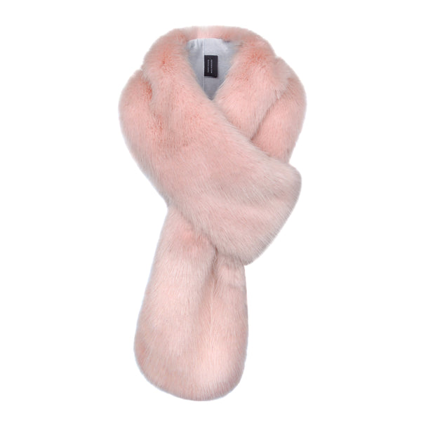 Faux Fur Petite Loop Scarf in Dusky Pink by Helen Moore