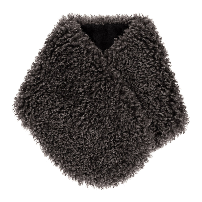  Charcoal faux sheepskin Coco scarf by Helen Moore