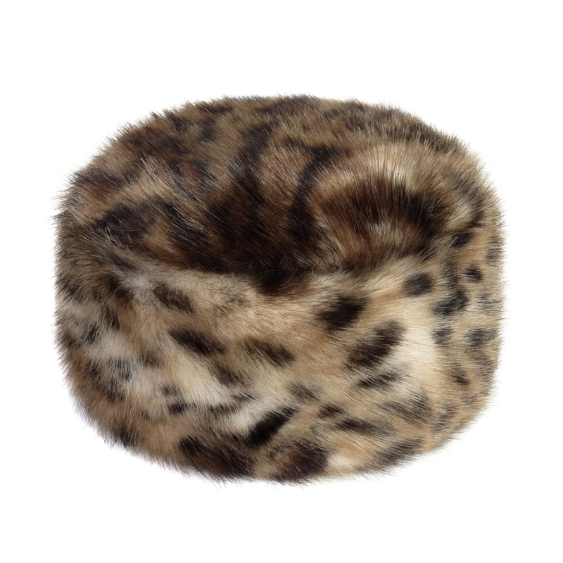 Ocelot animal print faux fur Pillbox Hat by Helen Moore