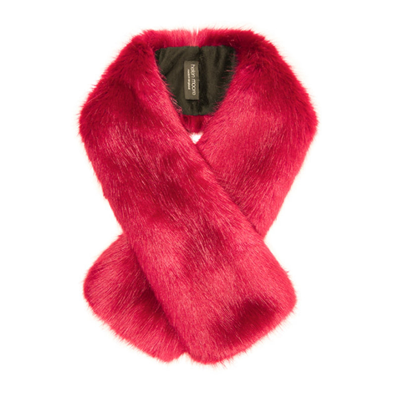 Cola Red faux fur Tippet Scarf by Helen Moore