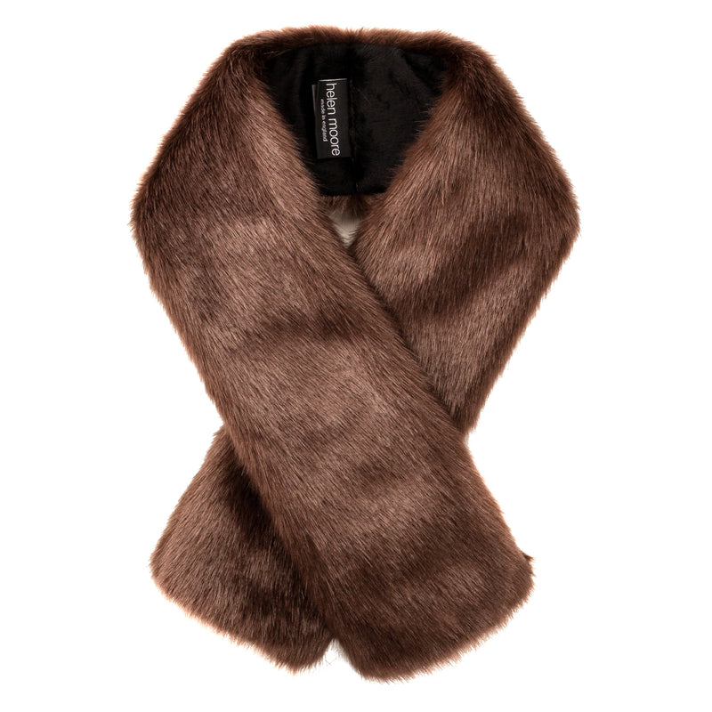  Conker Brown faux fur Tippet Scarf by Helen Moore