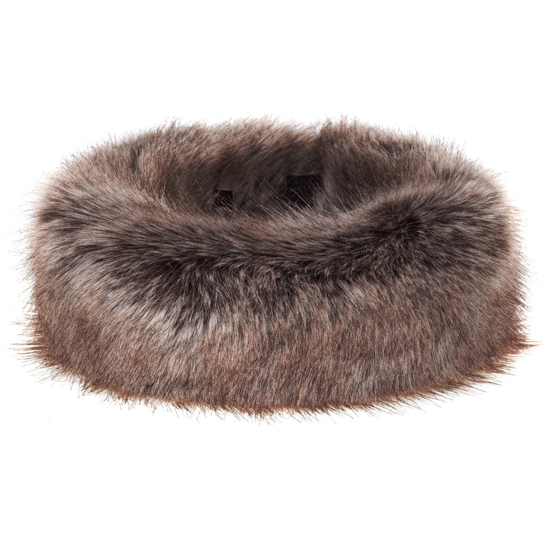 Truffle brown faux fur Huff headband by Helen Moore