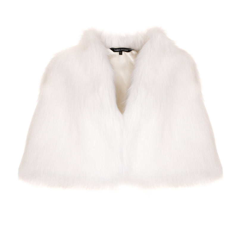 Whisper white faux fur bridal cape by Helen Moore
