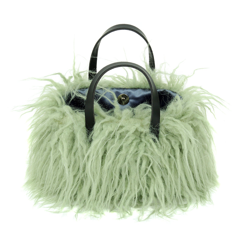 Micro Bag in Lichen Shearling by Helen Moore