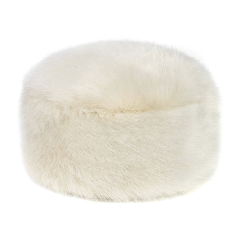 Ermine white faux fur Pillbox Hat by Helen Moore