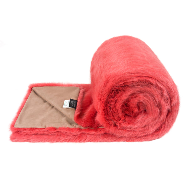 Faux Fur Throw Coral by Helen Moore