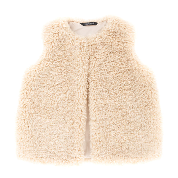 Cream faux sheepskin gilet by Helen Moore