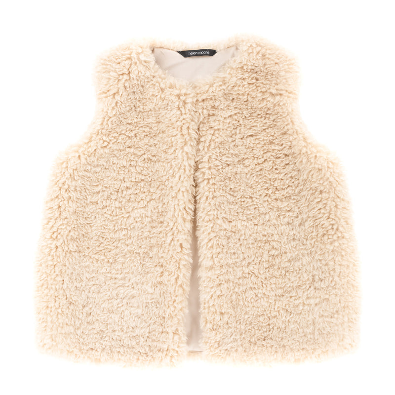 Cream faux sheepskin gilet by Helen Moore