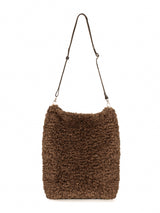 Chestnut faux sheepskin Barrel Tote Bag by Helen Moore