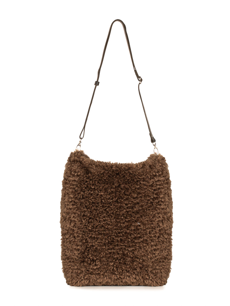 Chestnut faux sheepskin Barrel Tote Bag by Helen Moore