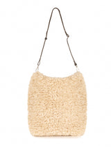 Cream faux sheepskin Barrel Tote Bag by Helen Moore