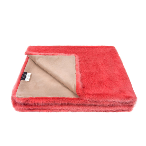 Faux Fur Throw Coral by Helen Moore