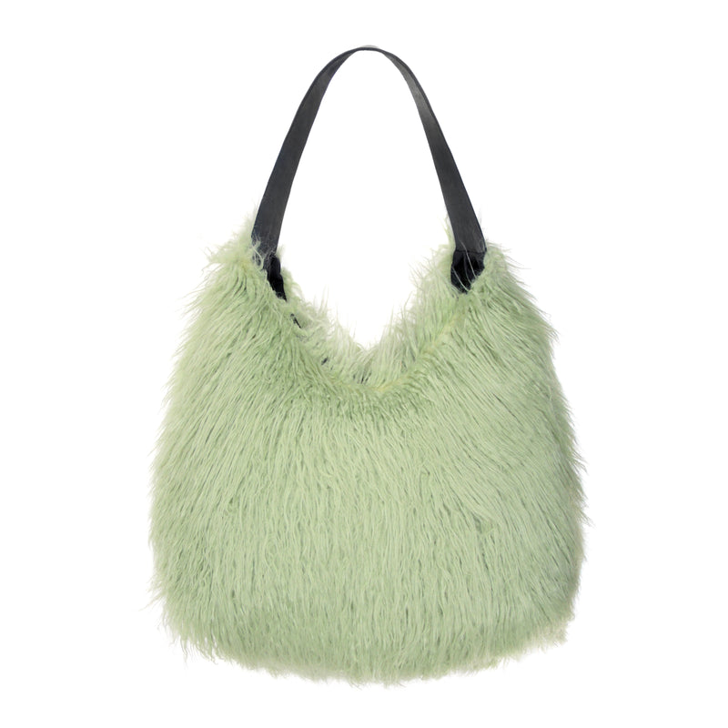 Weekender Bag in Lichen Faux Shearling by Helen Moore