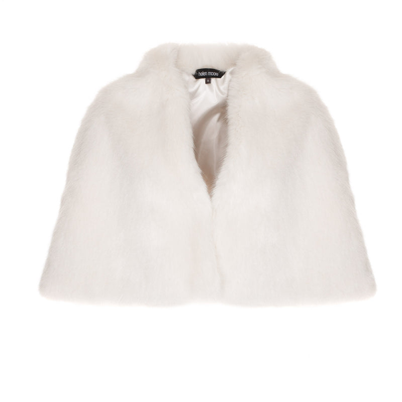 Ermine Cream faux fur bridal cape by Helen Moore