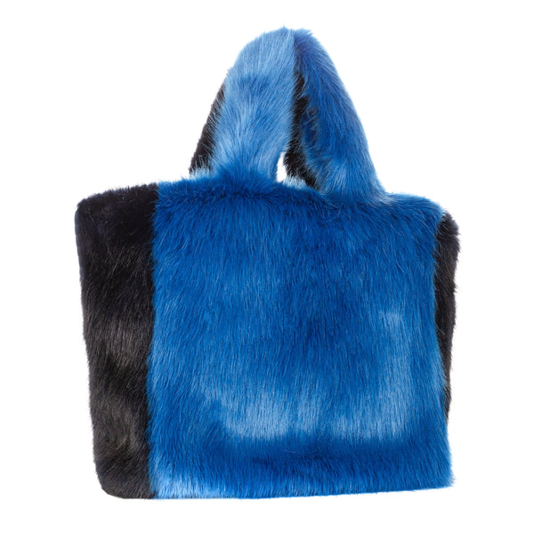  Royal Blue and Midnight Blue faux fur Joy bag by Helen Moore.