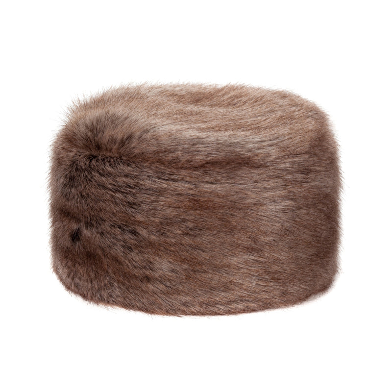 Truffle brown faux fur Pillbox Hat by Helen Moore