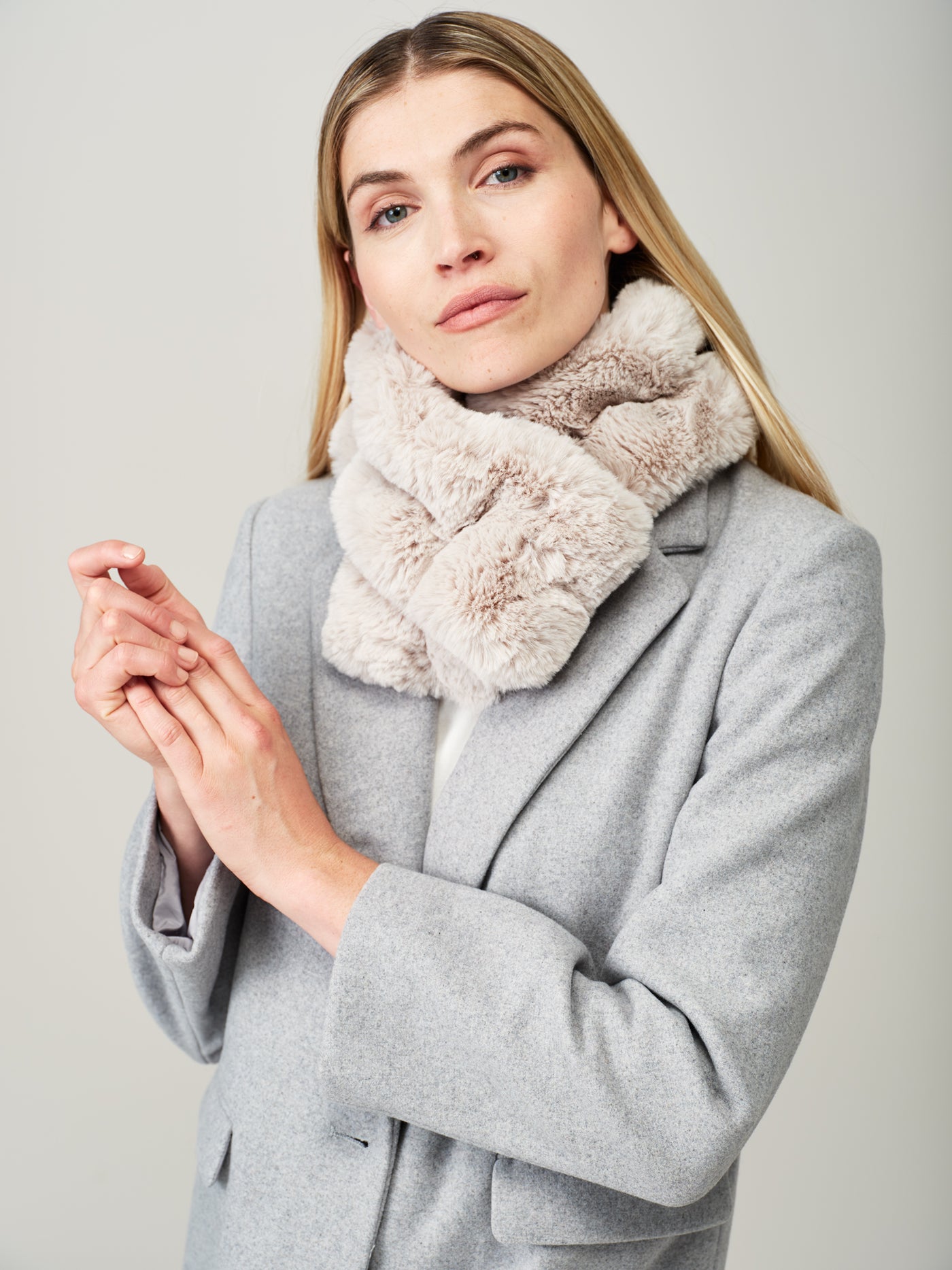 Faux fur ruffle scarf by Helen Moore