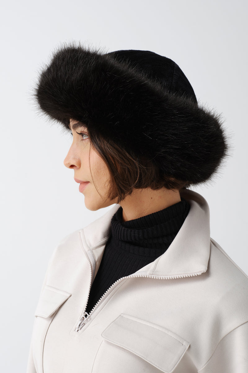 Faux Fur Brim Hat by Helen Moore